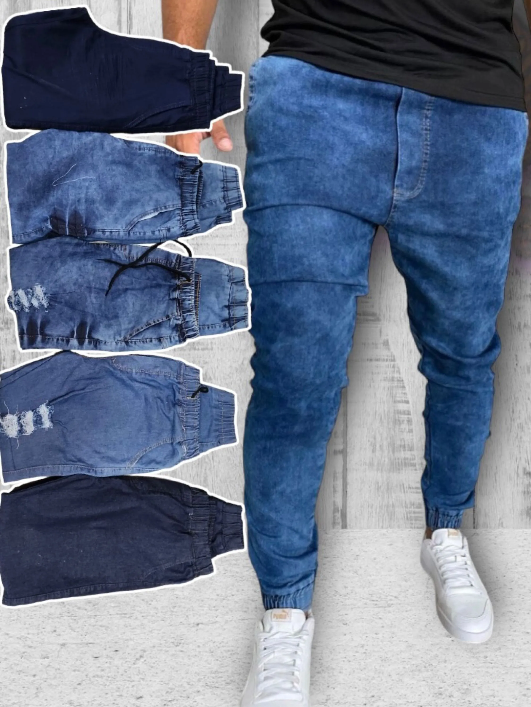 Calça jeans masculina jogger paul_a_beatri_z_jeans