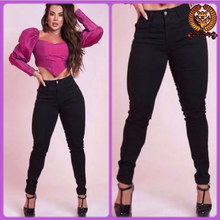 Calça jeans preto feminina com lycra  Paul_a_beatri_z_jeans