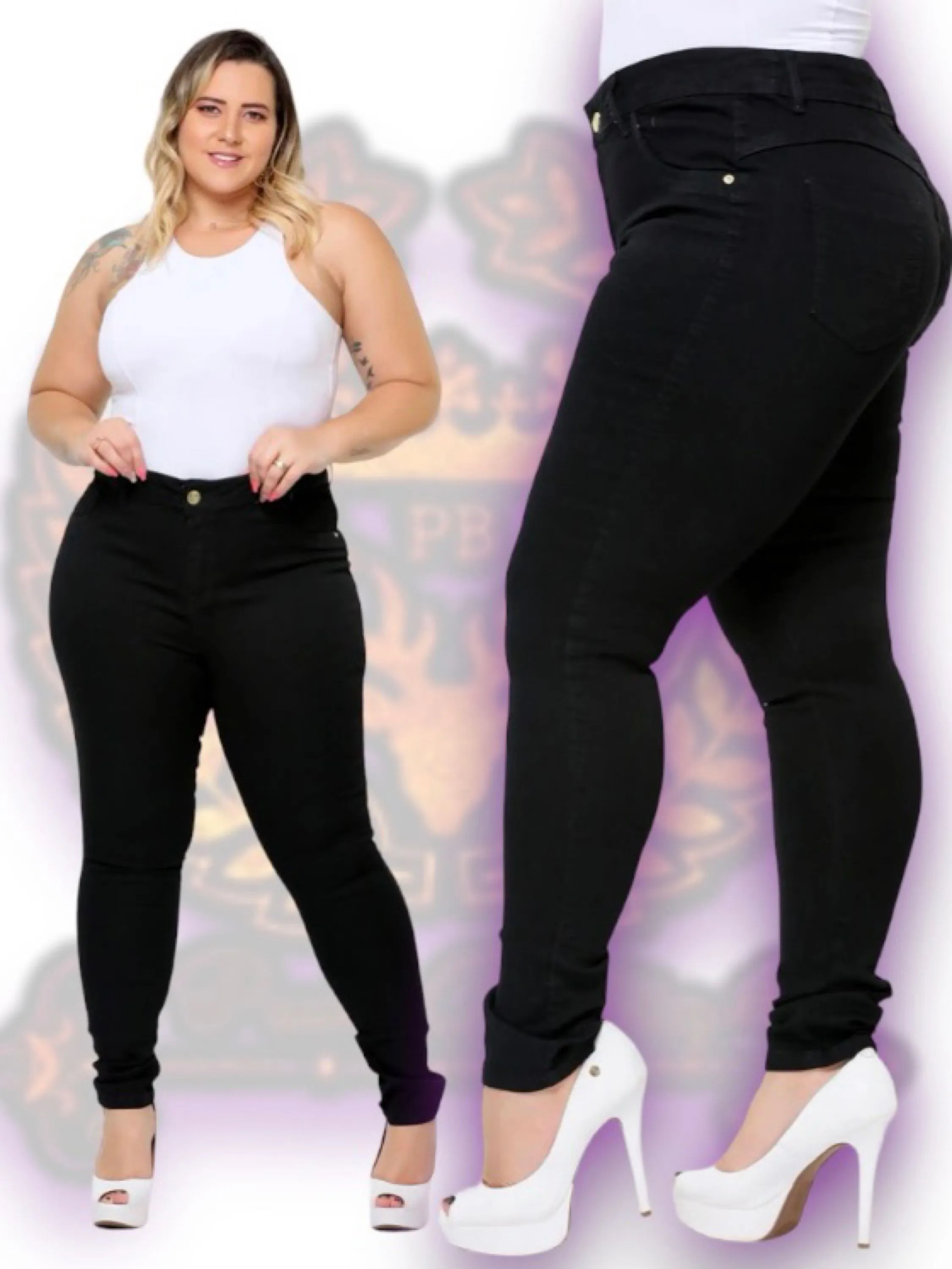 Plus size jeans black skinny feminina paul_a_beatri_z_jeans cod (61)