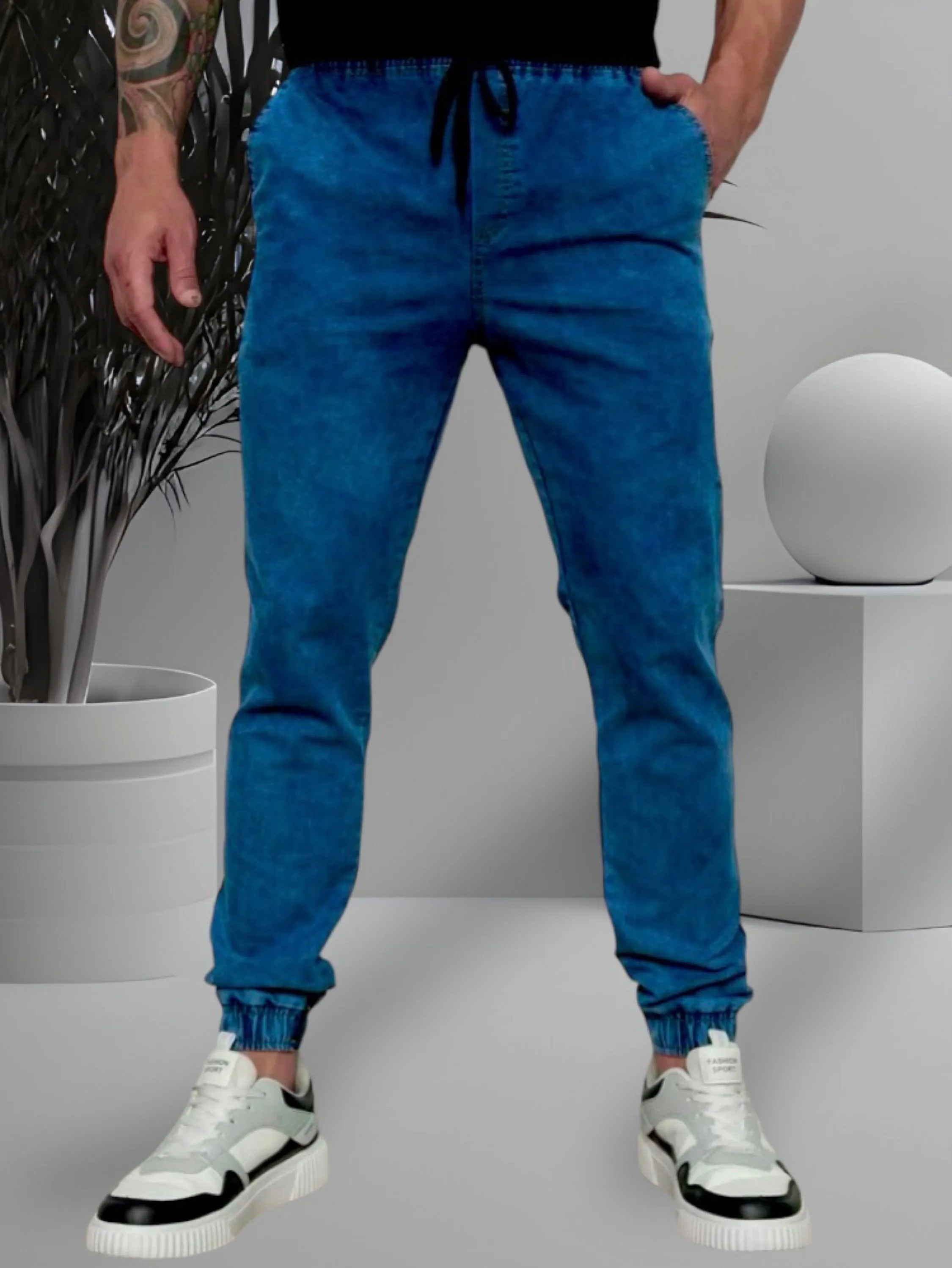 Calça masculina jogger jeans paul_a_beatri_z_jeans