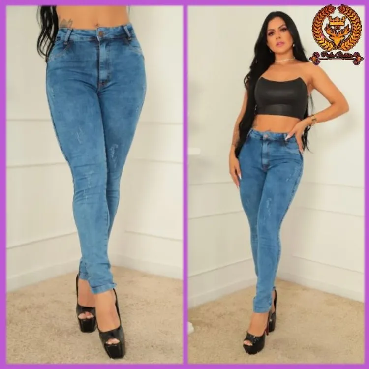 Calça jeans feminina skinny marmorizada com lycra  paul_a_beatri_z_jeans