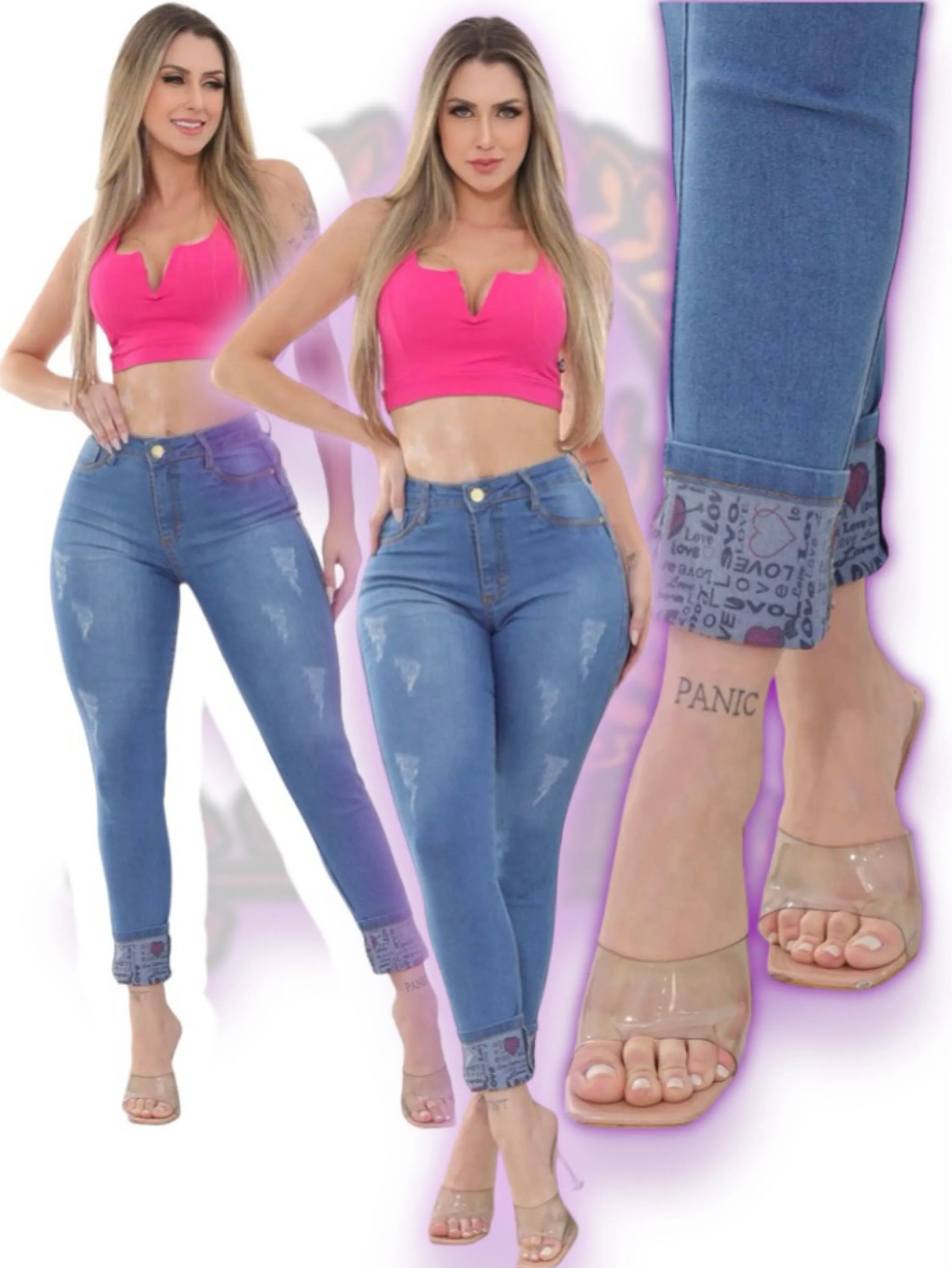 Calça skinny  (barra love )jeans feminina com lycra paul_a_beatri_z_jeans (184)