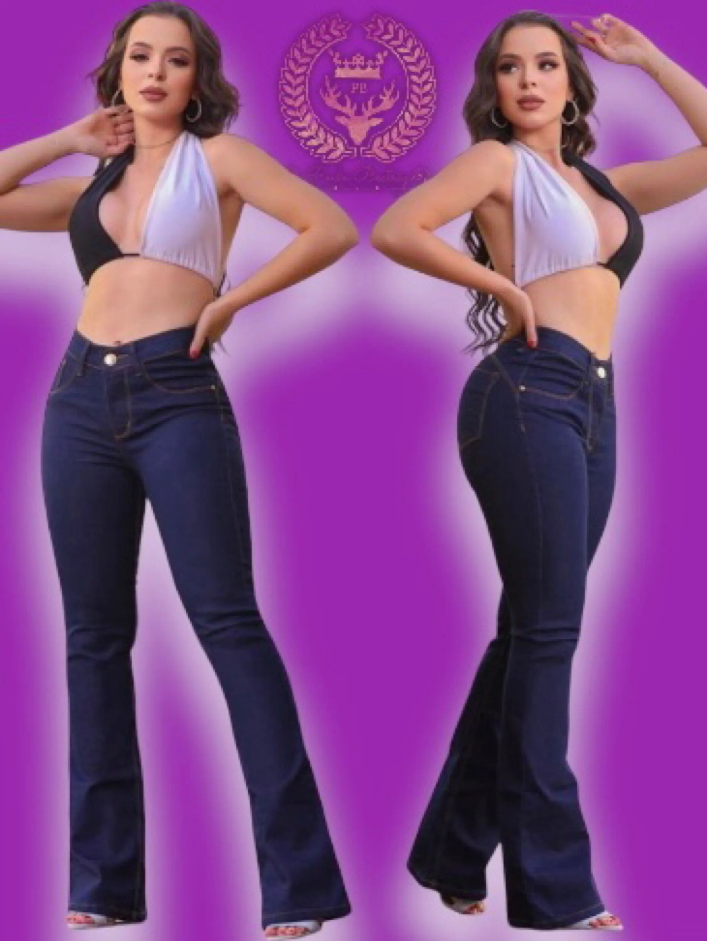 Calça flare jeans com lycra paul_a_beatri_z_ jeans