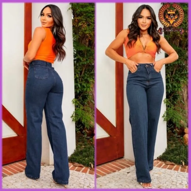 Wide leg calça jeans feminina sem lycra  fabricante Paul_a_beatri_z_jeans