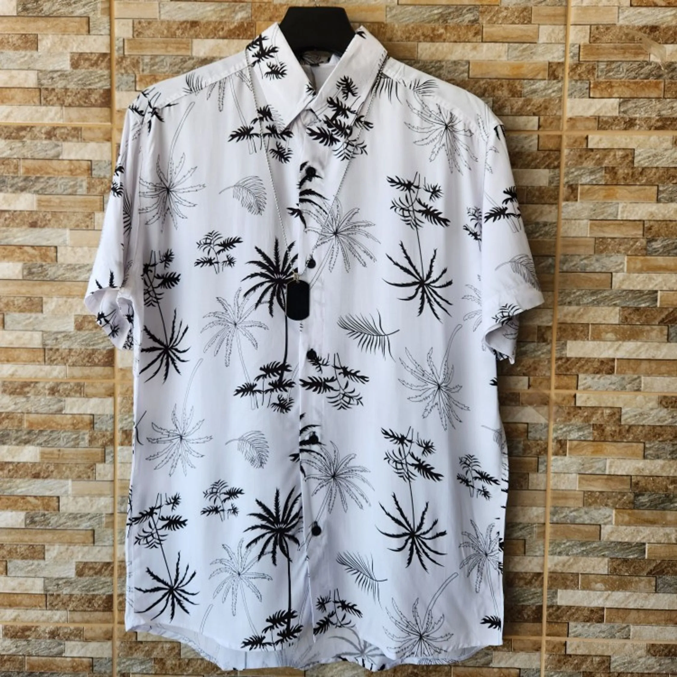 Camisa Floral Havaiana Praia Verão Masculino Manga Curta De Botão Tecido Viscose