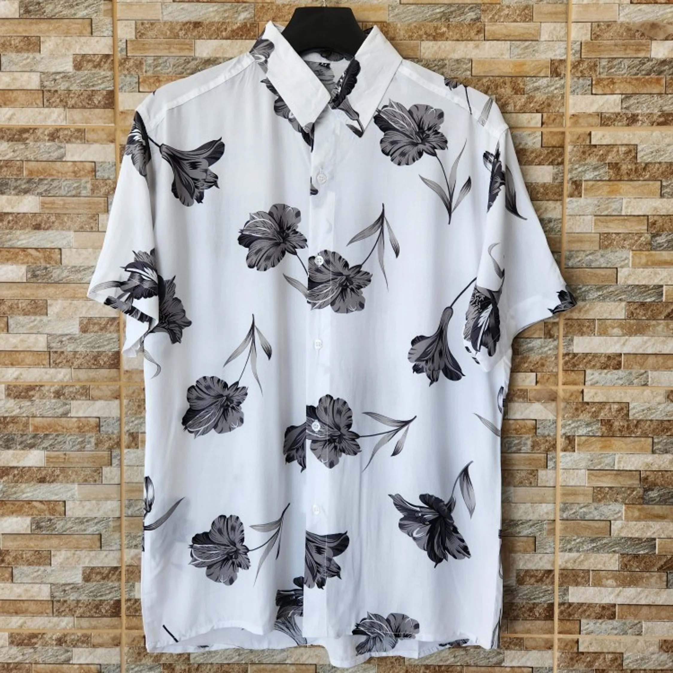 Camisa Floral Havaiana Praia Verão Masculino Manga Curta De Botão Tecido Viscose