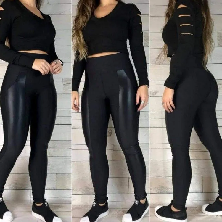 Legging montaria flanelada com detalhe em cirre