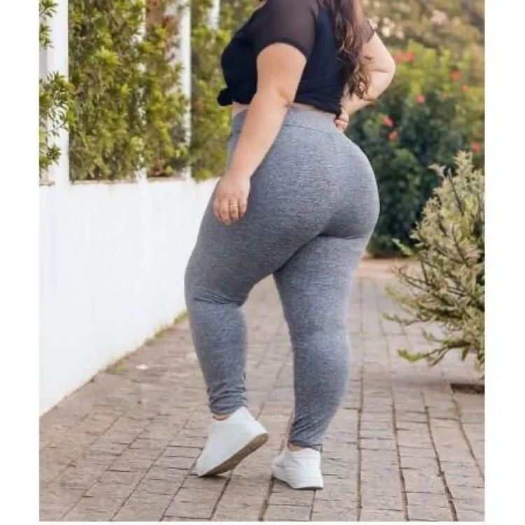 Legging flanelada cós alto plus size