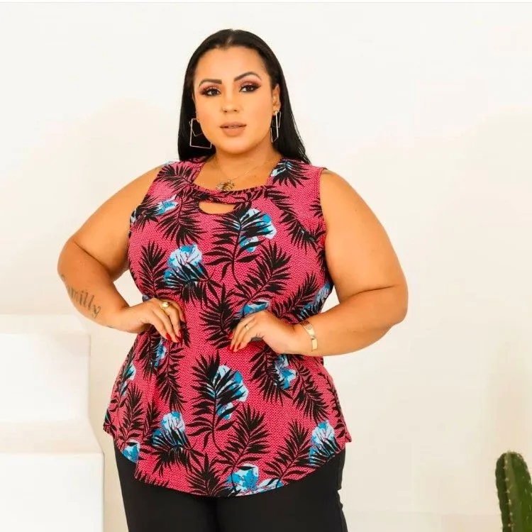 plus size regata estampas Linda pink girl