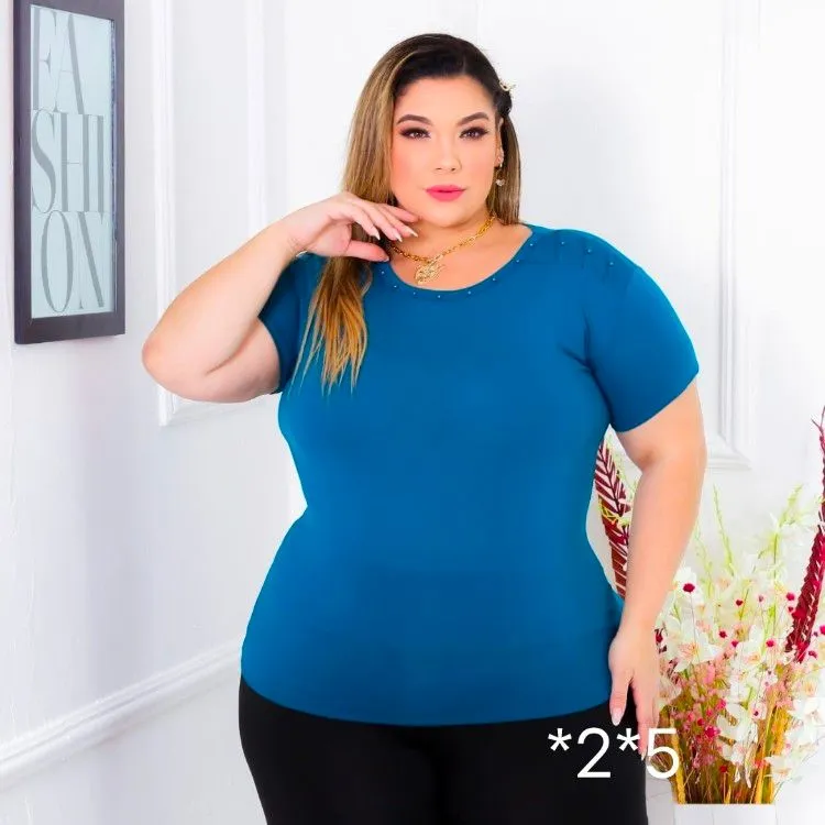 plus size/blusa manga curto/pink girl