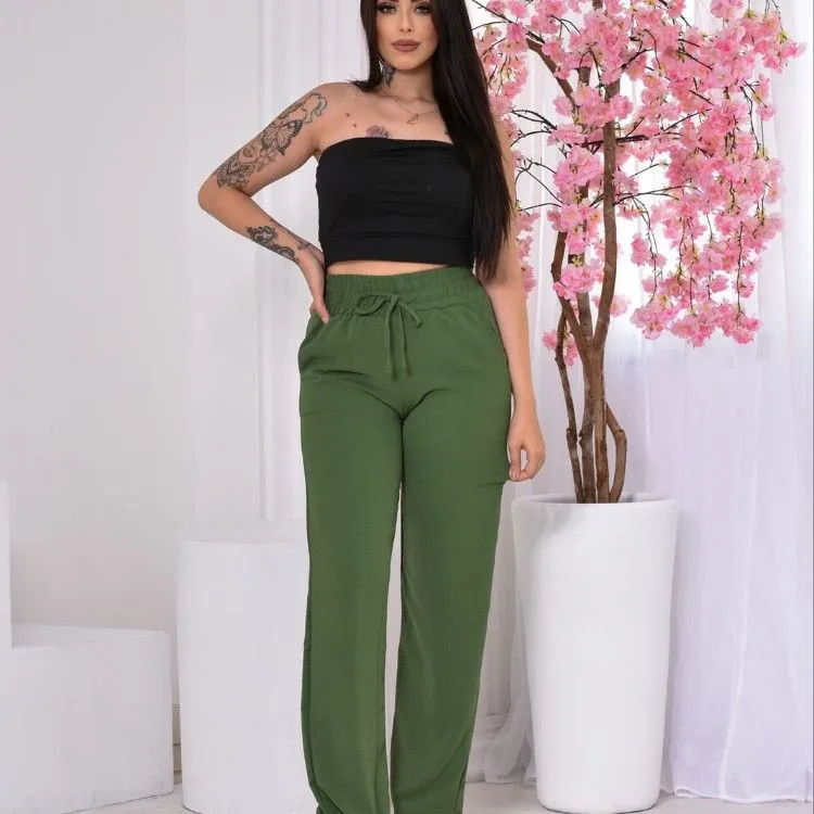 CALÇA PANTALONA ,COM ELASTICO NA CINTURA