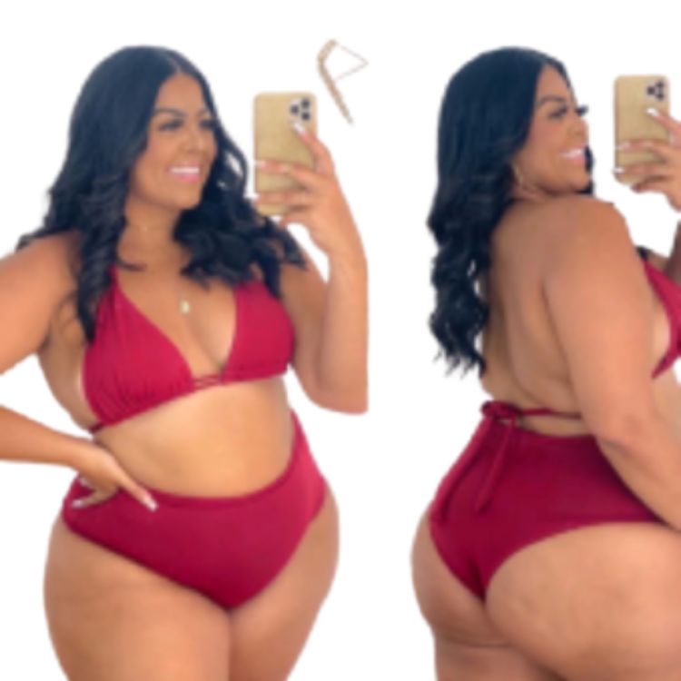 Conjunto de Biquíni Cortininha Plus Size com Bojo