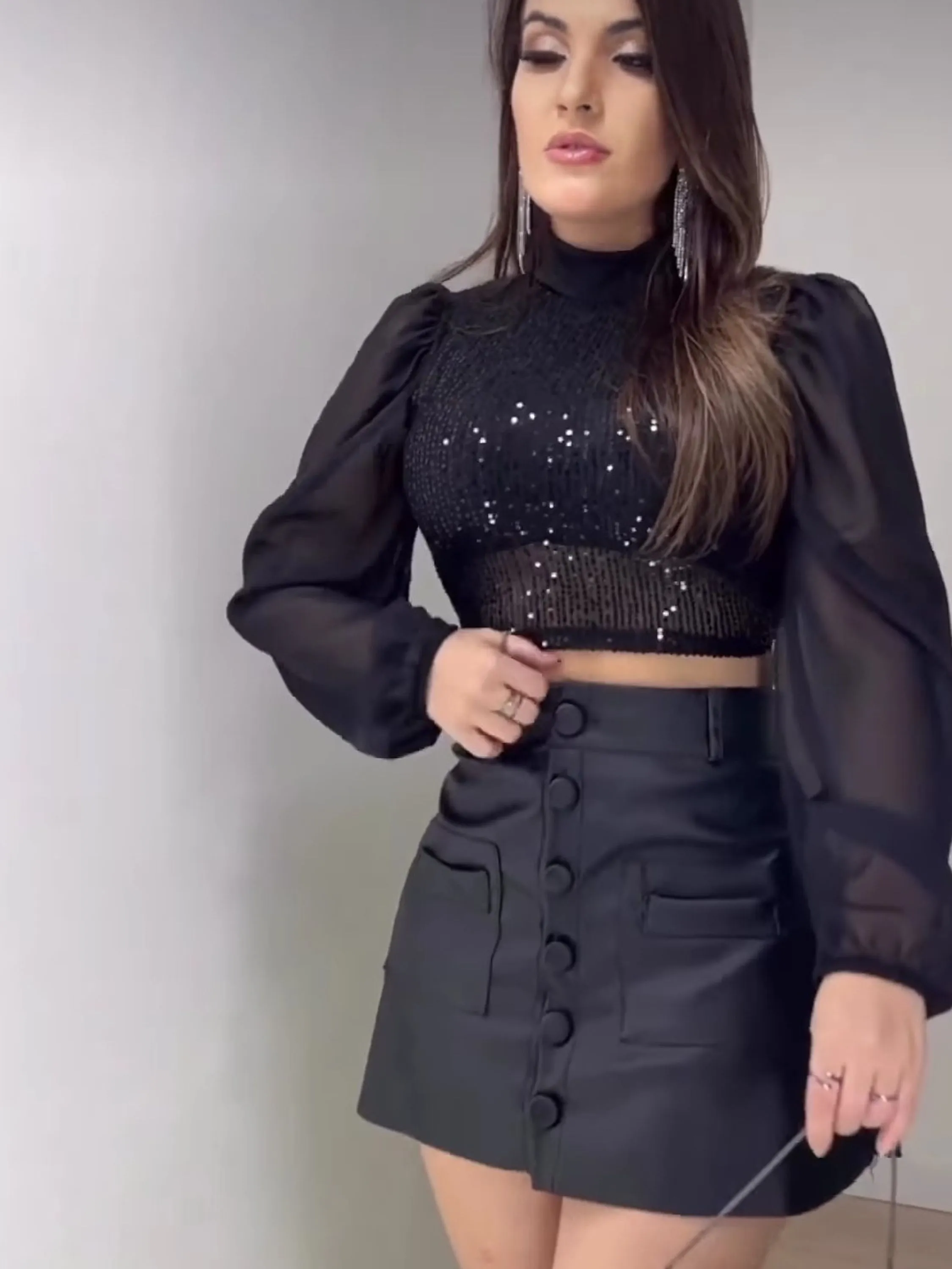 CROPPED LUNA TULE COM PAETE
