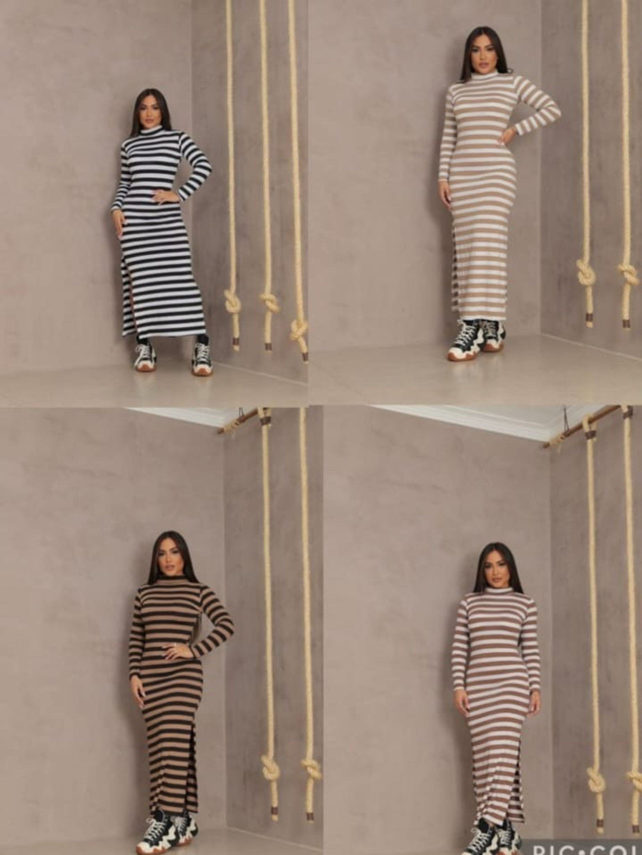 Vestido longo listrado