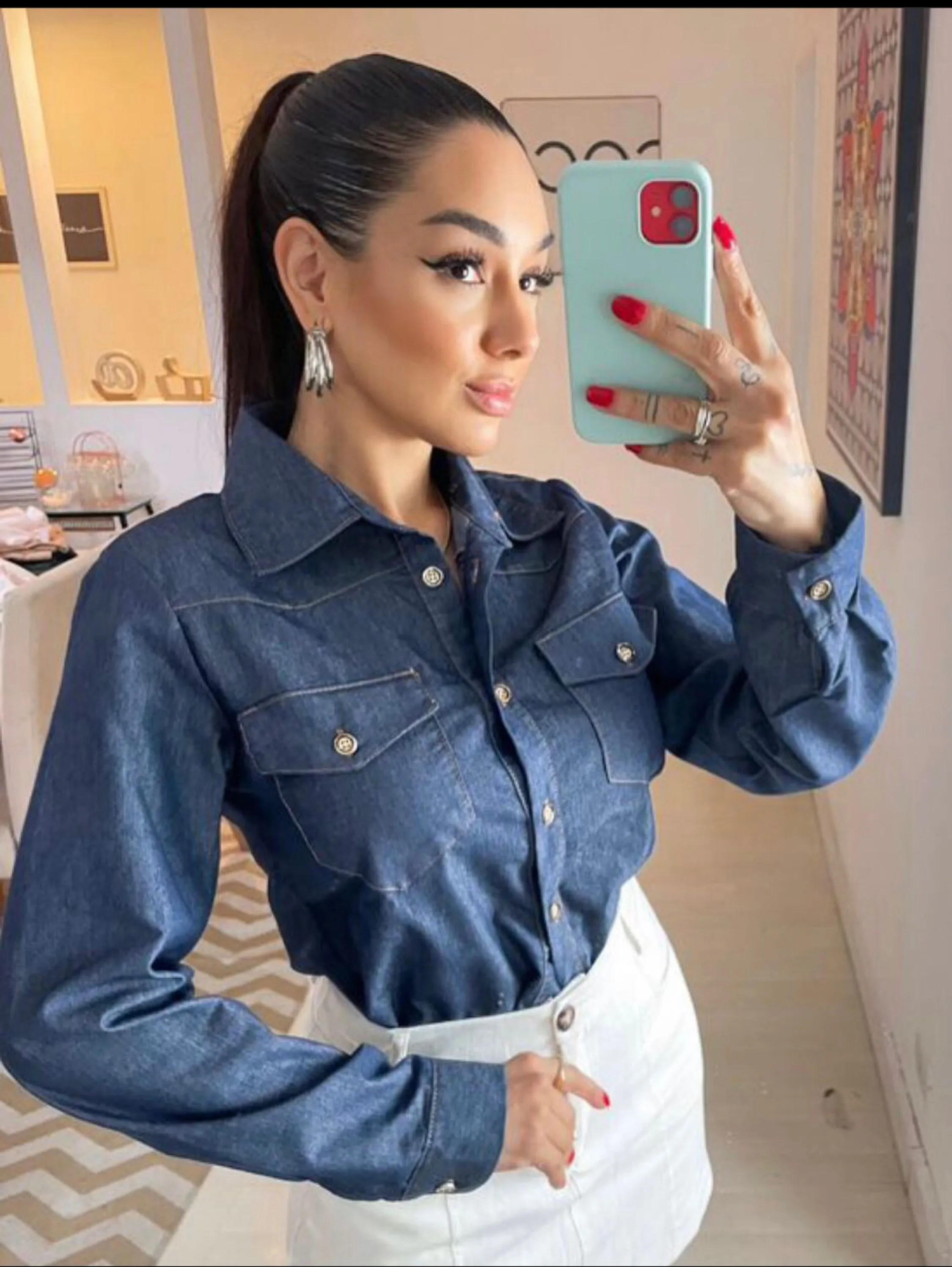 Camisa jeans com elastano , super confortável
