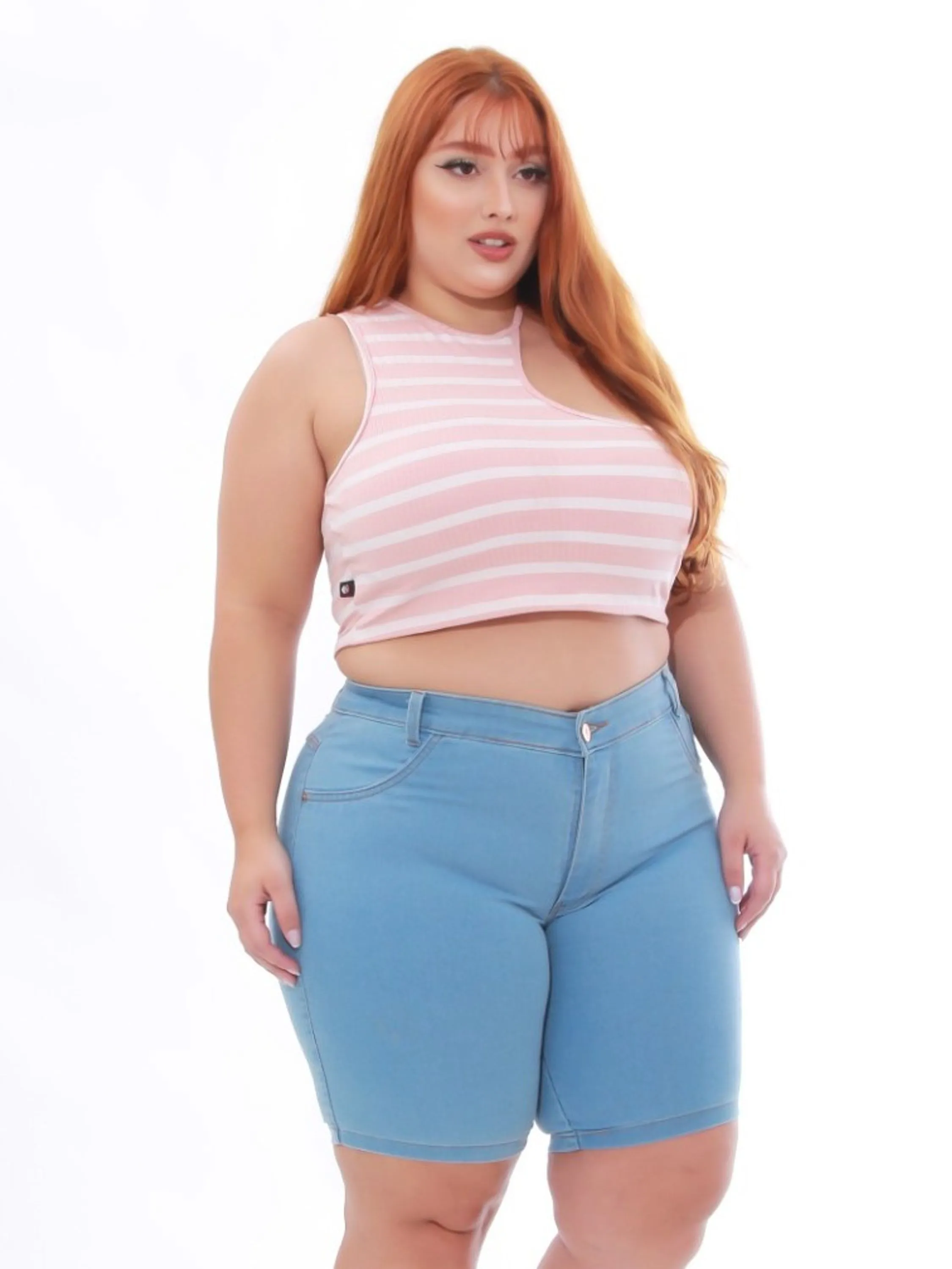 Pedal/bermuda jeans plus size