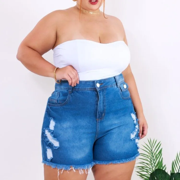 Short jeans plus size cintura alta 301650