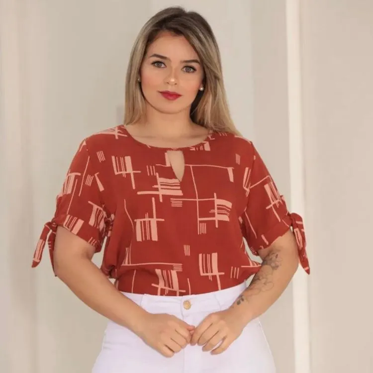 Blusa Lorena Manga Laço