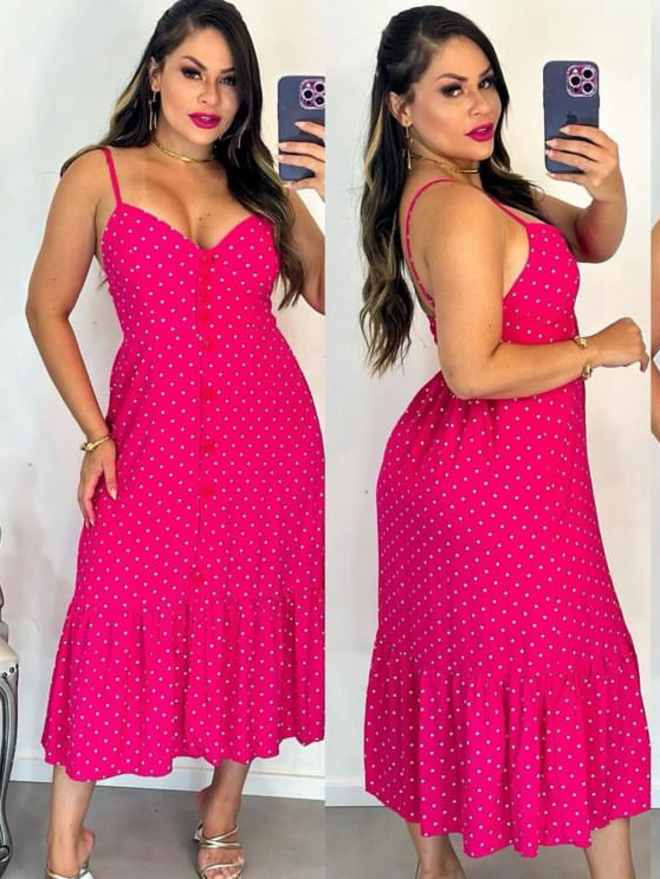 Vestido Mídi Poá Cod182