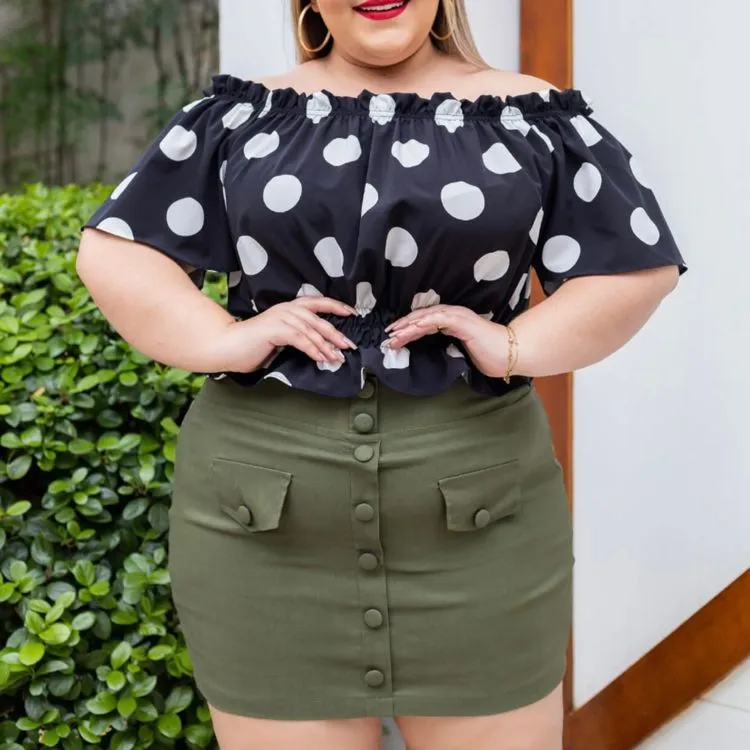 Shorts Saia Botões Plus Size