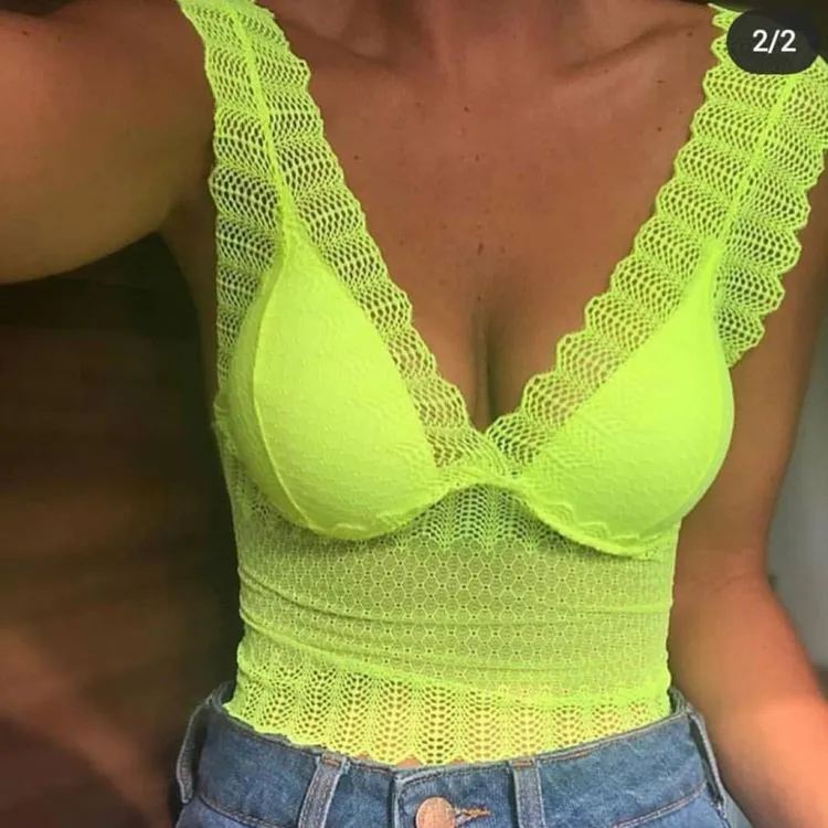 Cropped Renda Neon