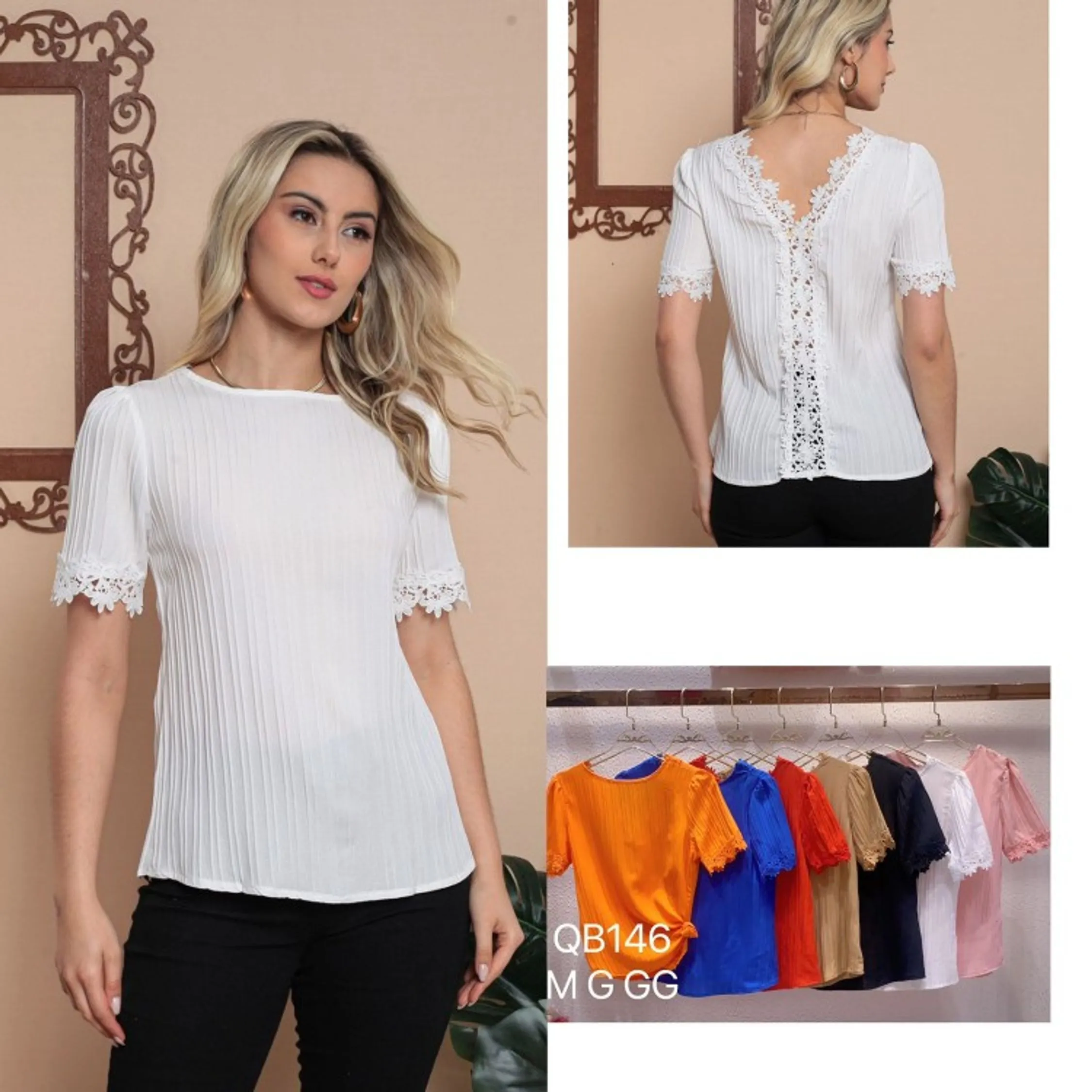 Blusa de lese costas bordadas