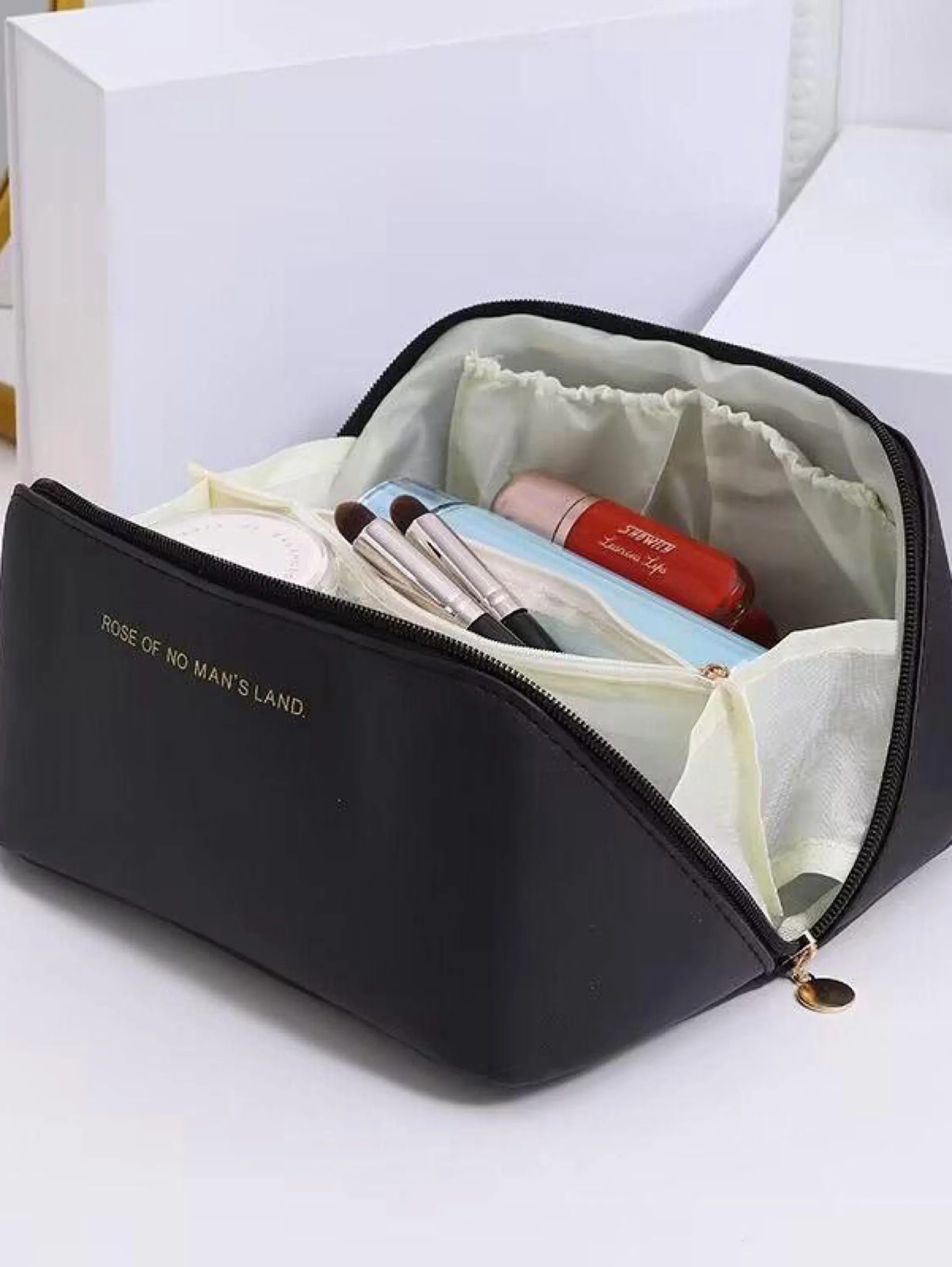 Bolsa De Maquiagem Portátil Impermeável Multifuncional De Grande Capacidade Para Viagem Com Alça, Perfeita Para Viajar