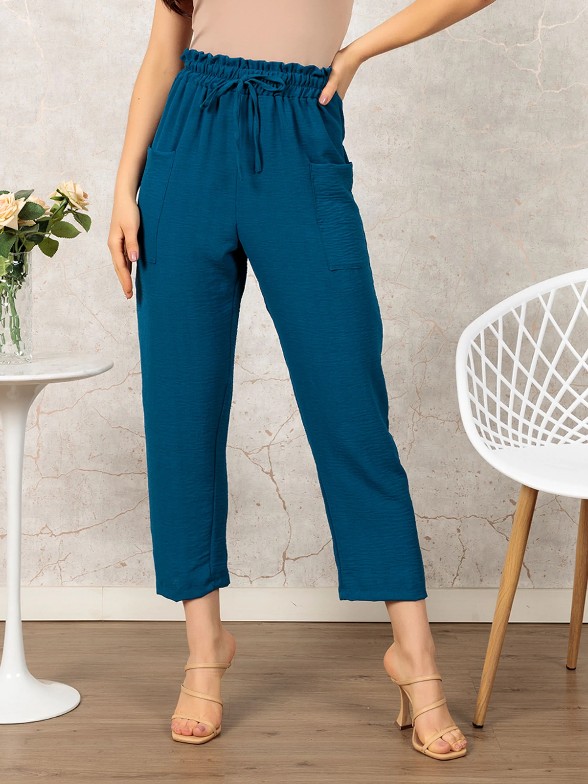 Calça Feminino Soltinha De Linha Elástico Na Cintura K05