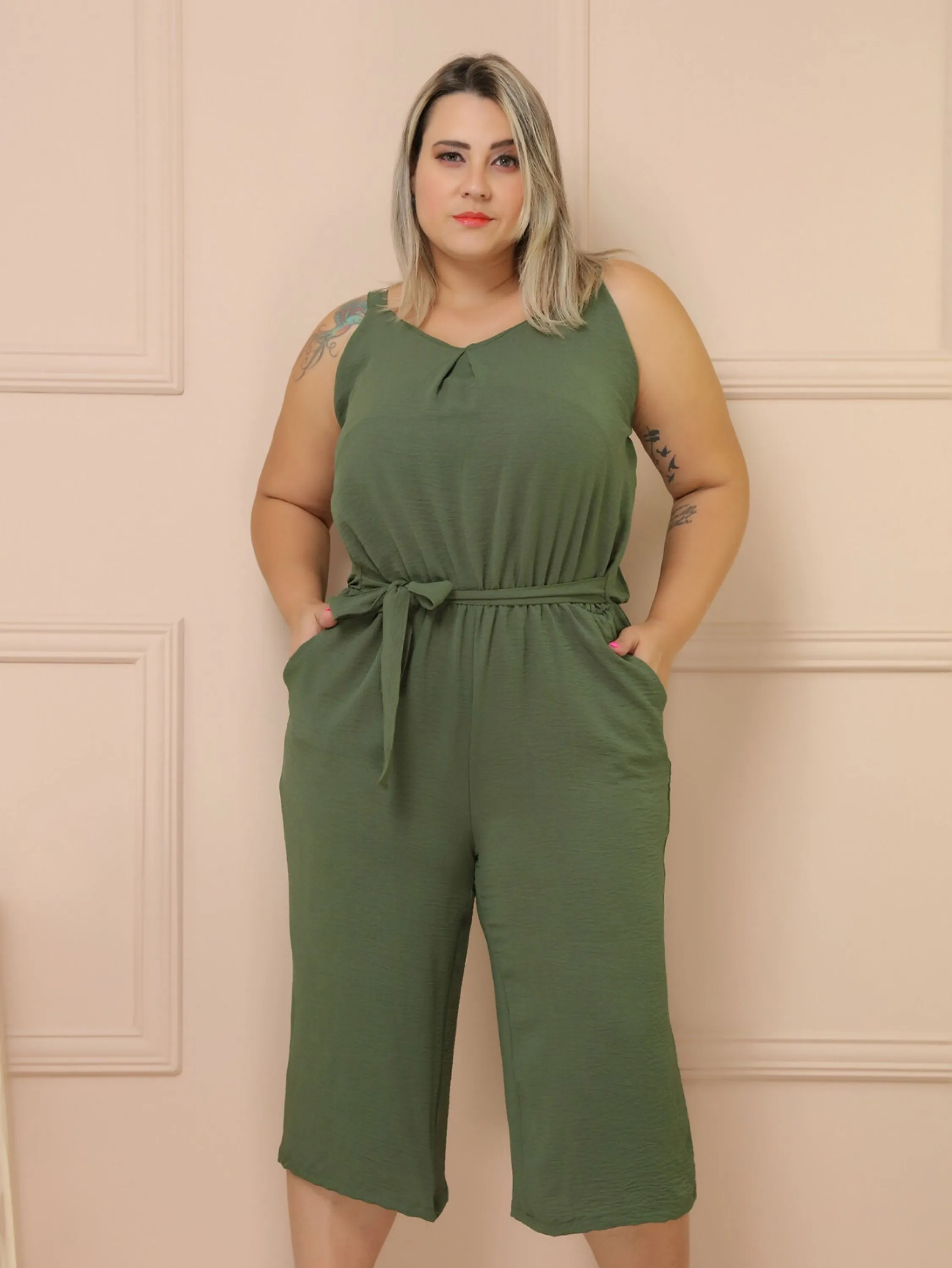 Macaquinho feminino plus size alça macacão pantacurt MC05