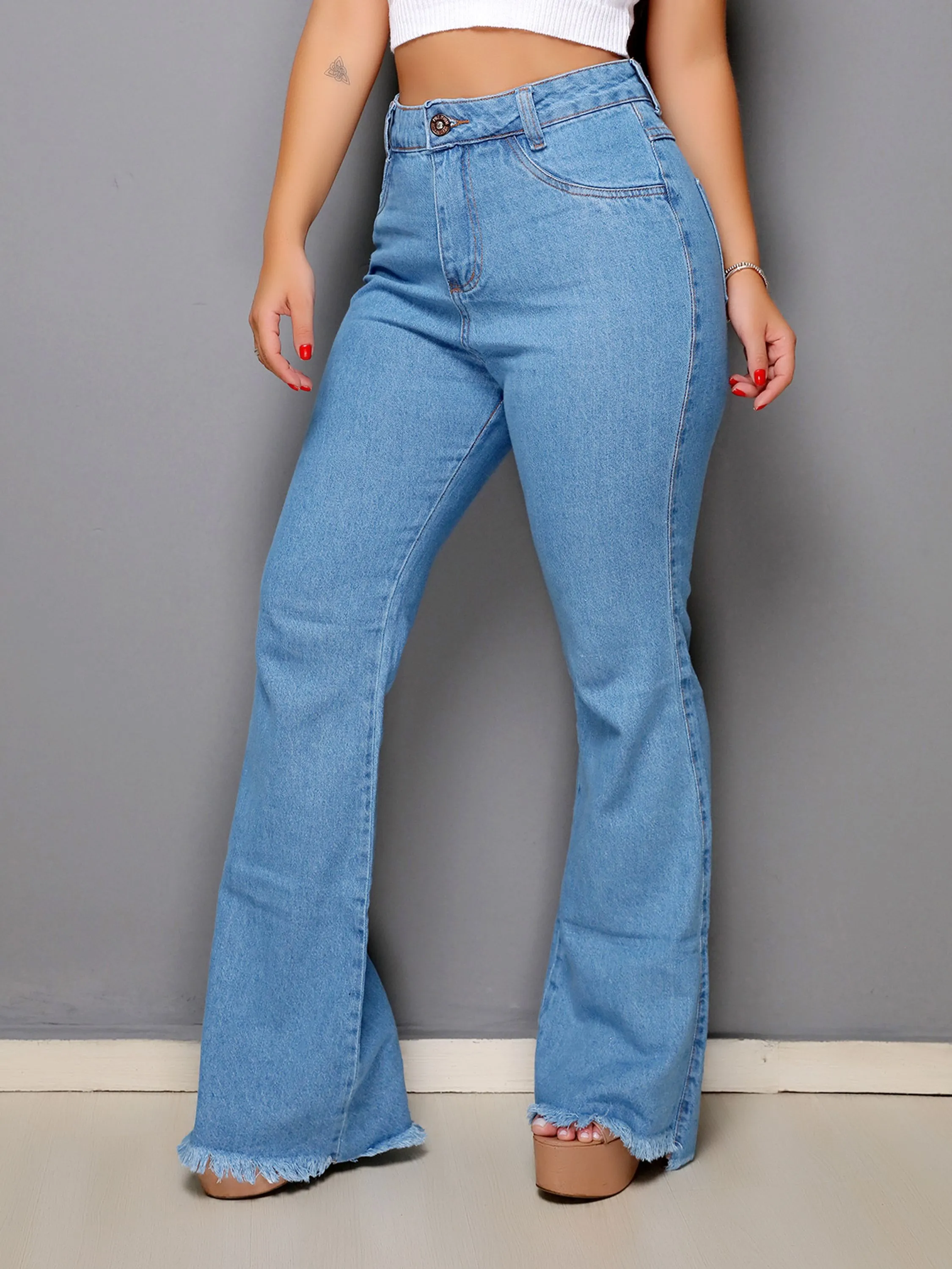 Calça Feminina Jeans Flare Sem Lycra 353