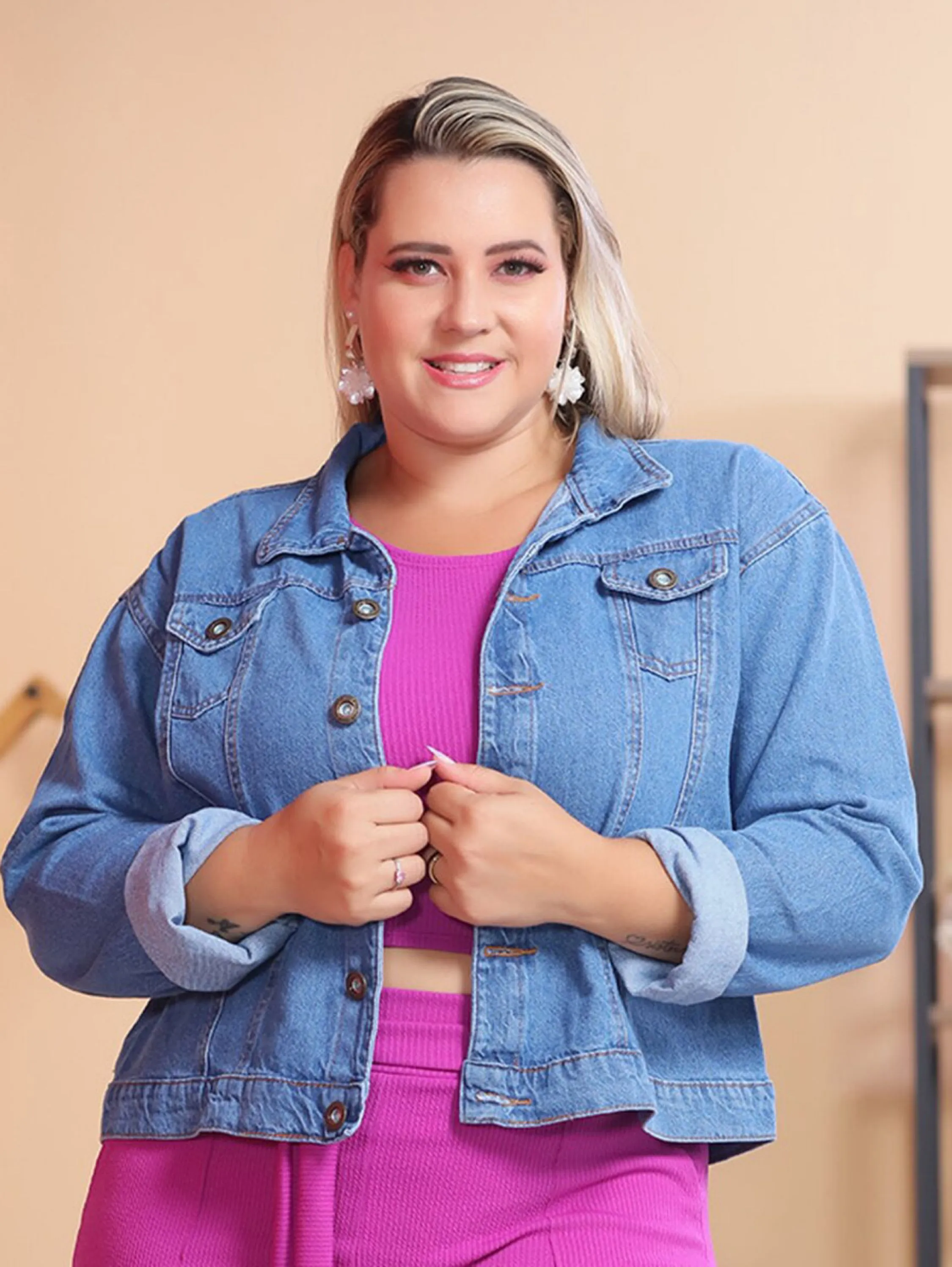 Jaqueta Jeans Feminino Plus Size Tamanho G1 G2 G3