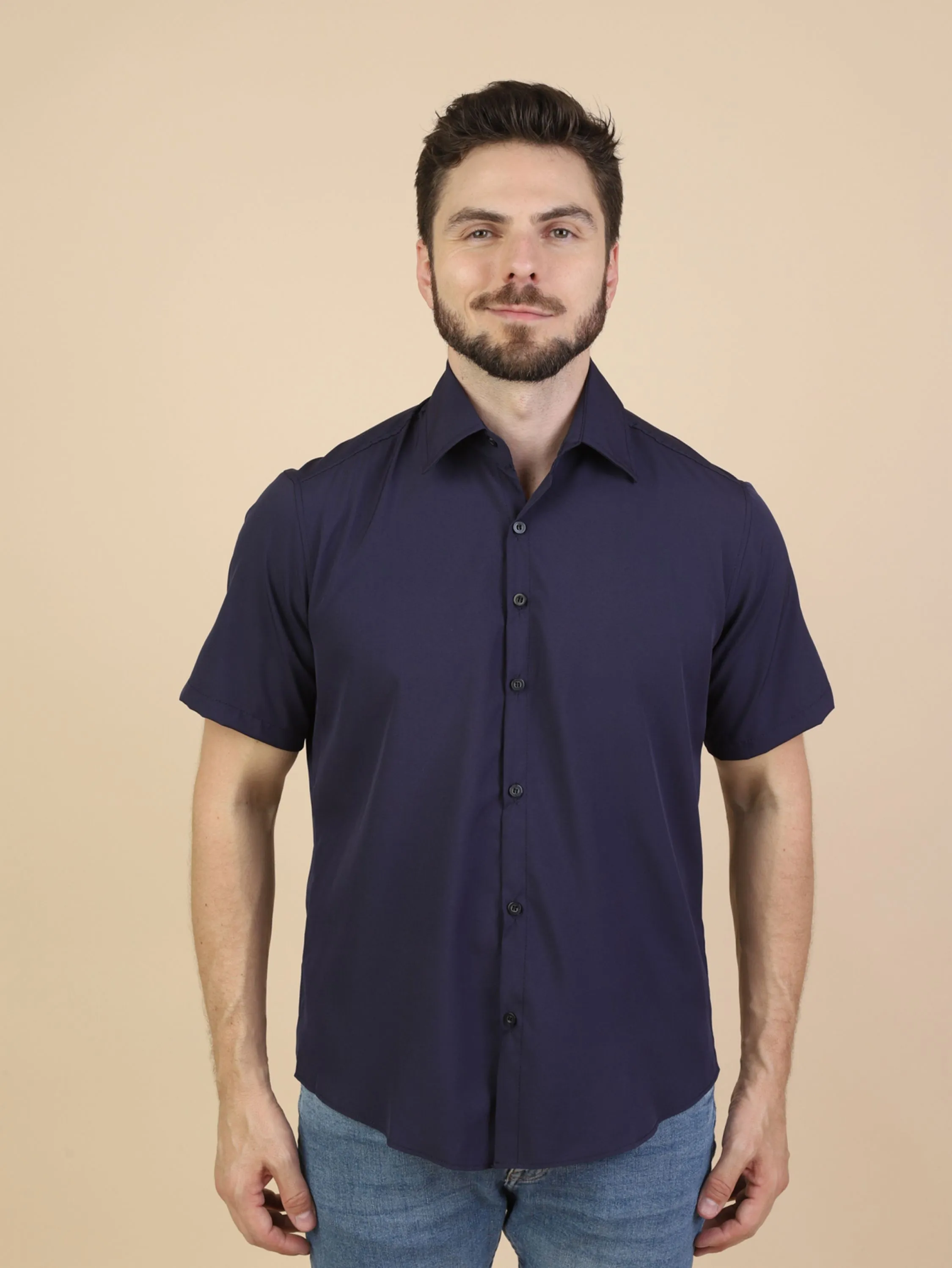 Camisa Social Masculina Manga Curta