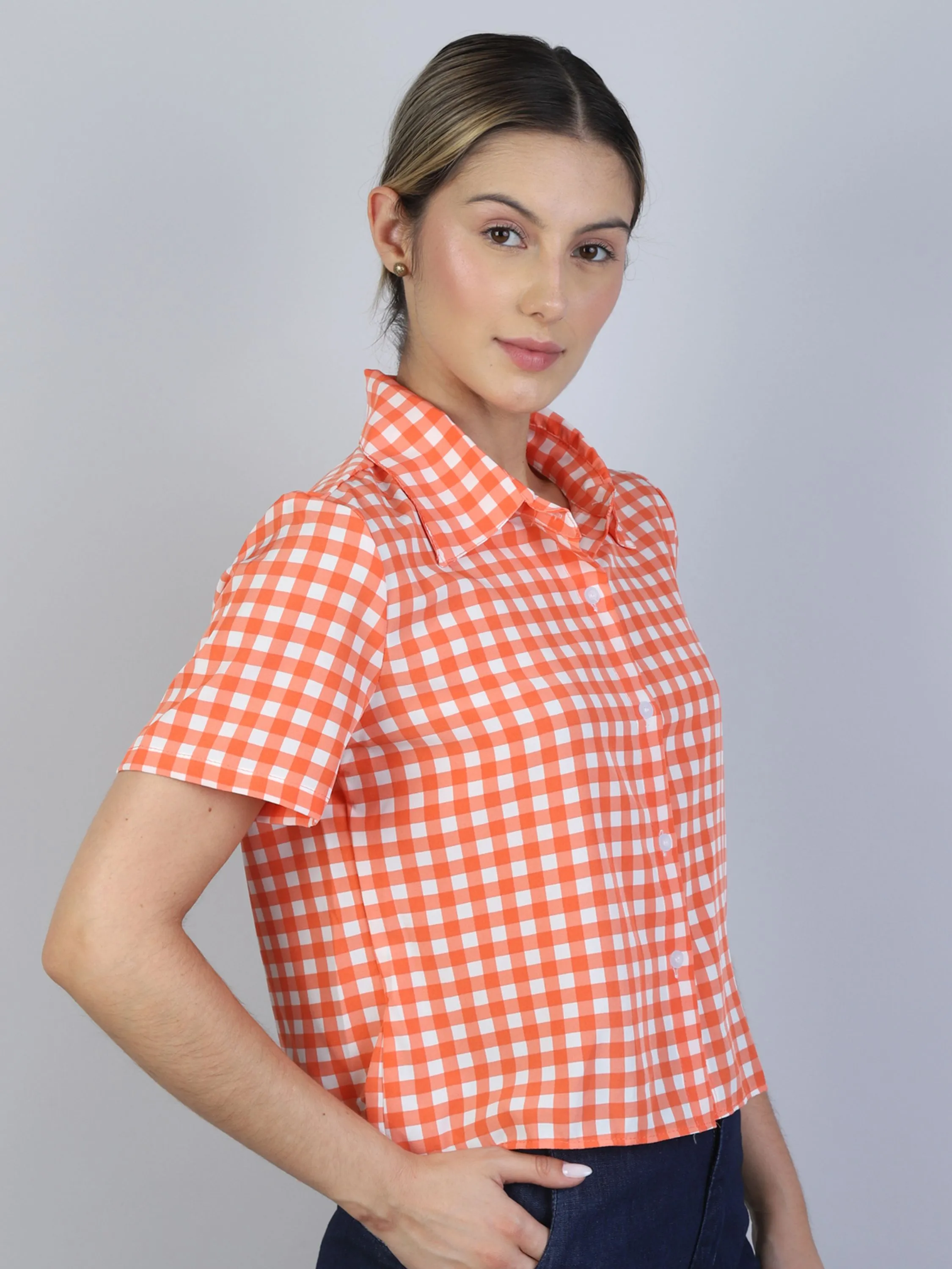 Blusa Femenina Xadrez Sem Manga Modelo Moda Verão