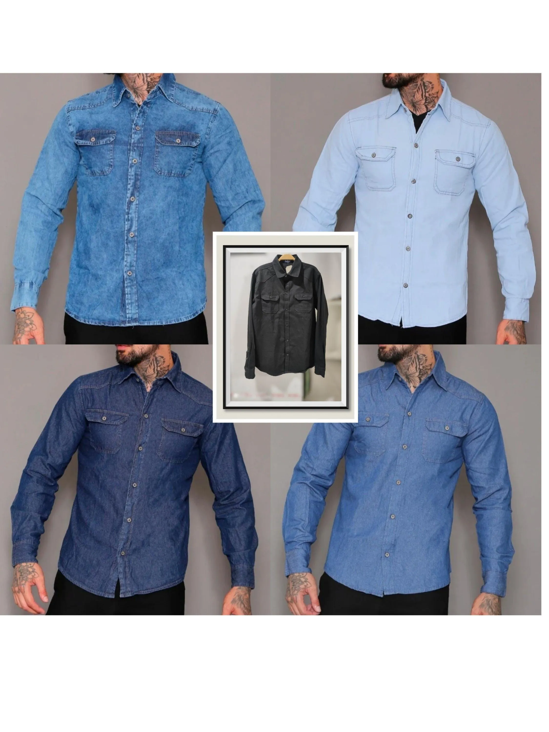 camisa  jeans  masculina mangalonga