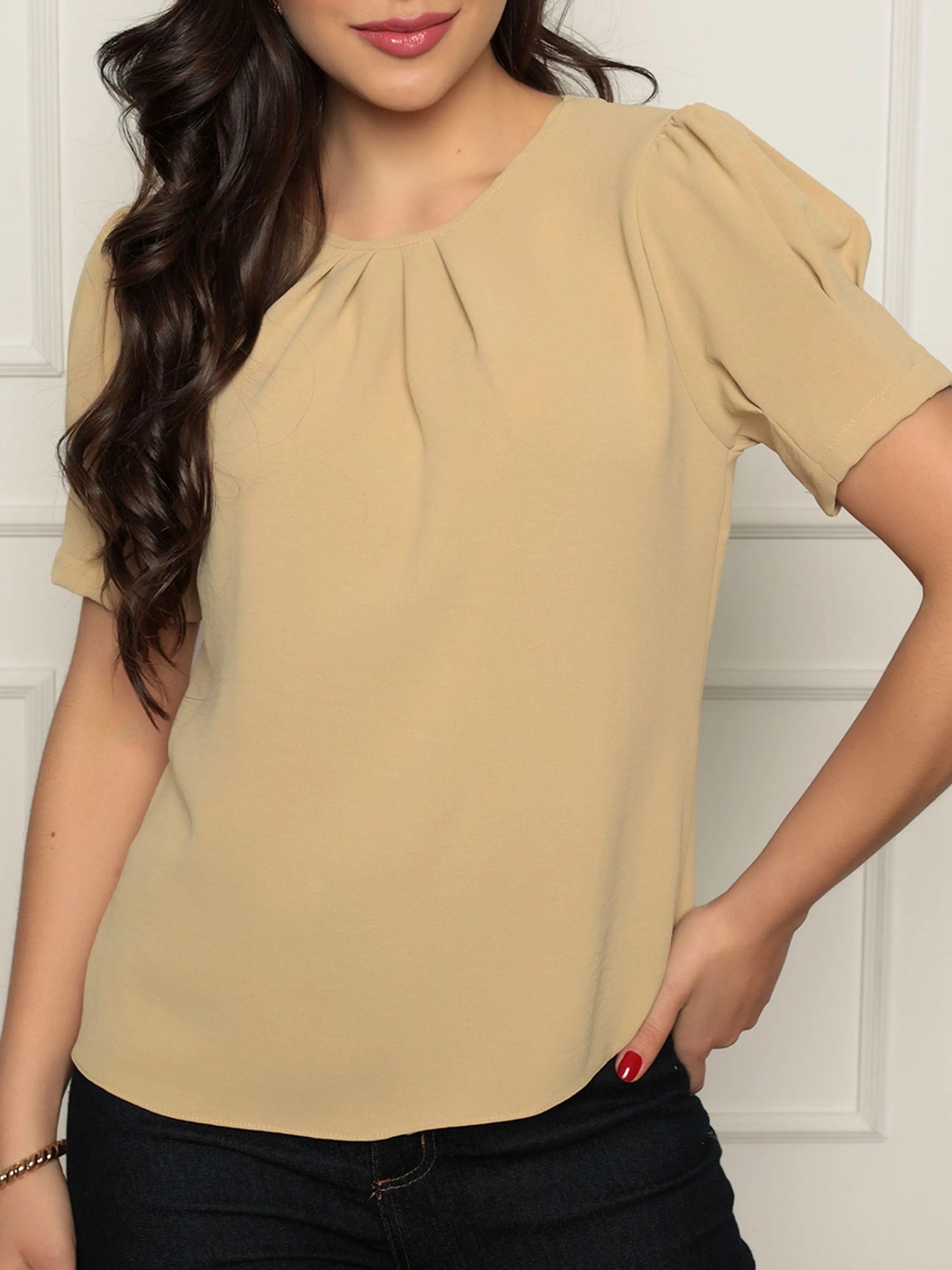 Blusa Feminina Lisa Manga Curta Moda Verão 3010