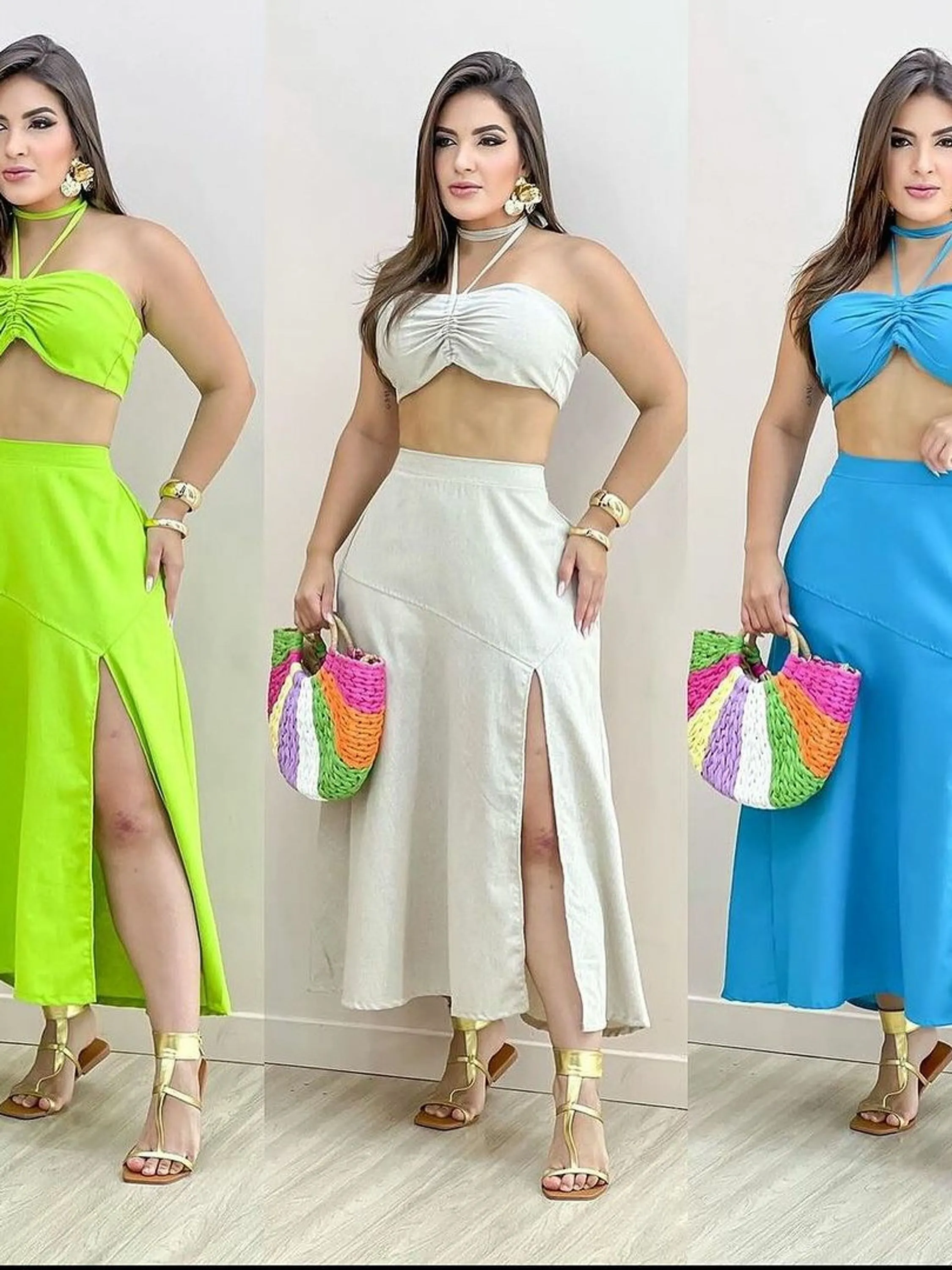 Conjunto saia e croped Mariah , moda blogueira boutique luxo coleção verão.