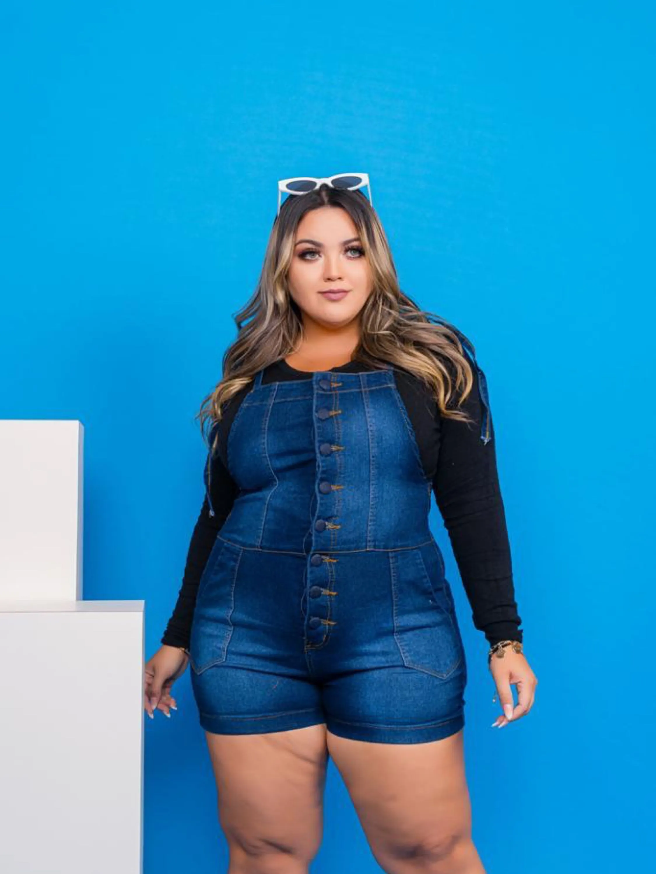 Jardineira plus Size com lycra - Ref-32620