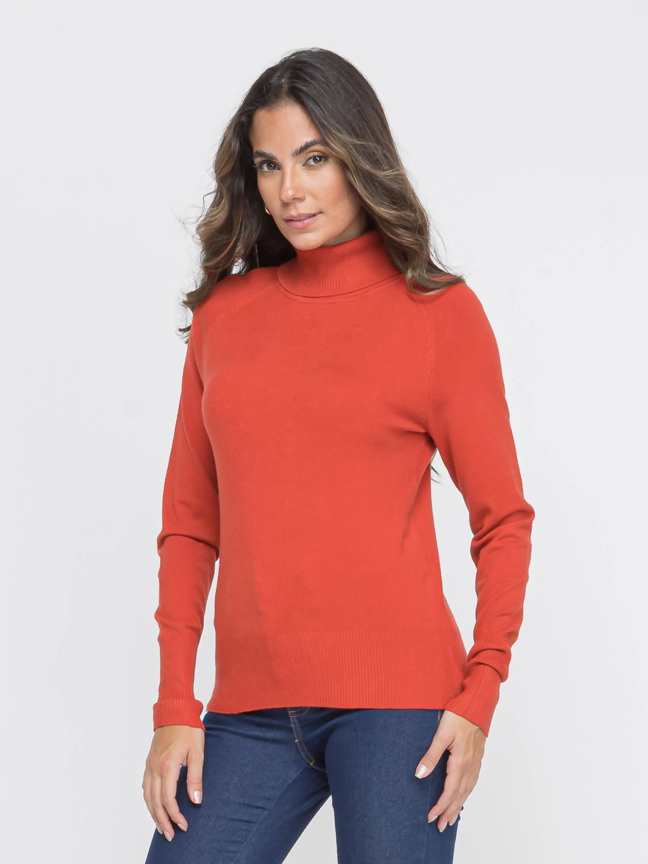 BLUSA DE FRIO FEMININO SUETER MODAL CACHARREL GOLA ALTA