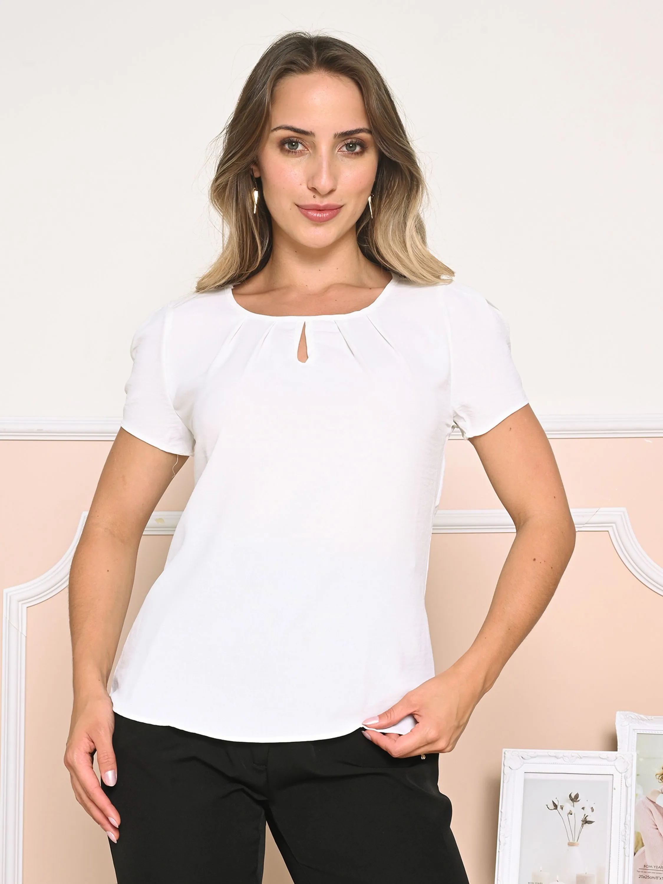 Blusa Lisa Femenina Abertura frontal/Verão/Coleção Novo 2024