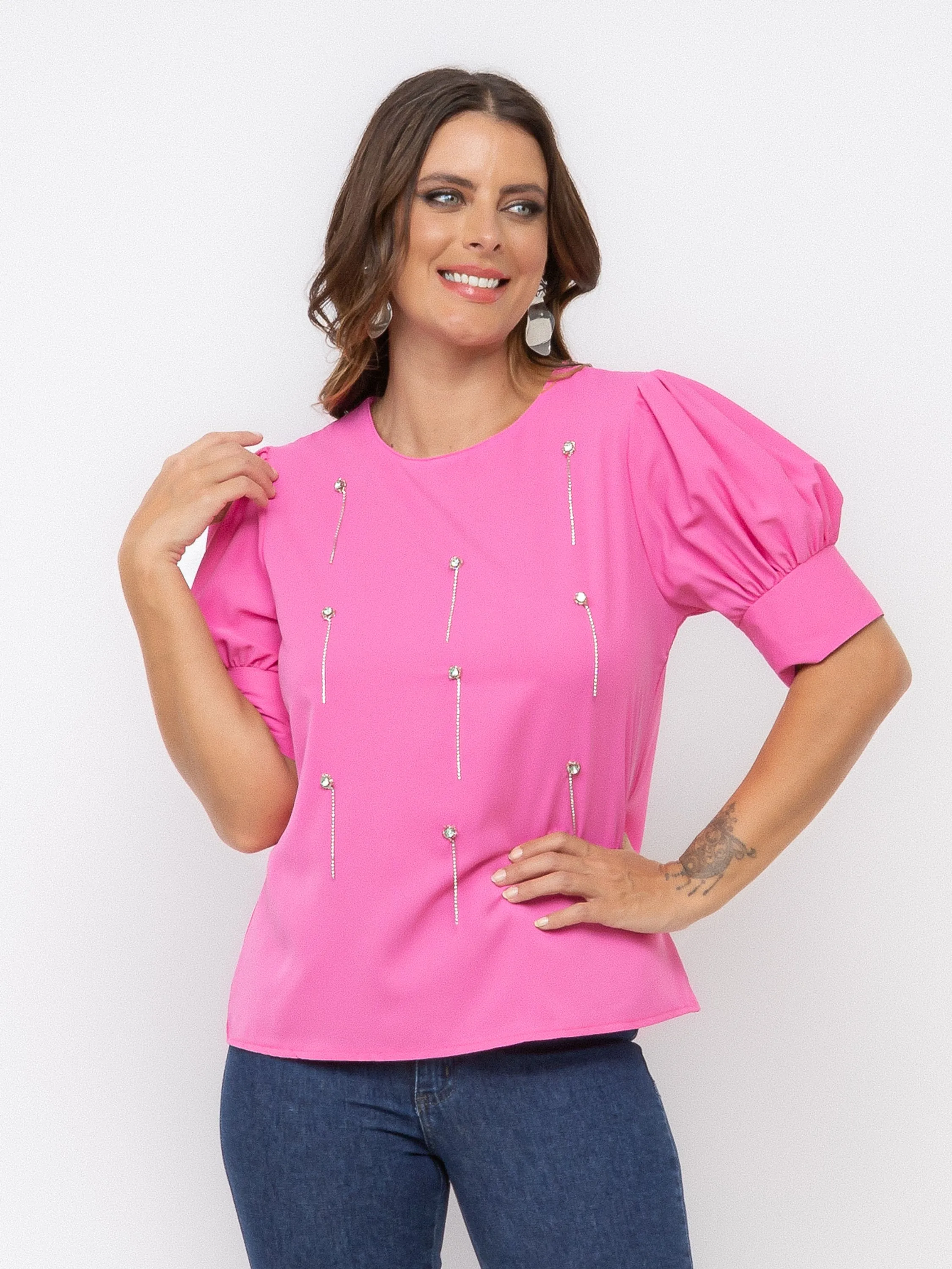 BLUSA FEMENINA STRASS ELEGANCE