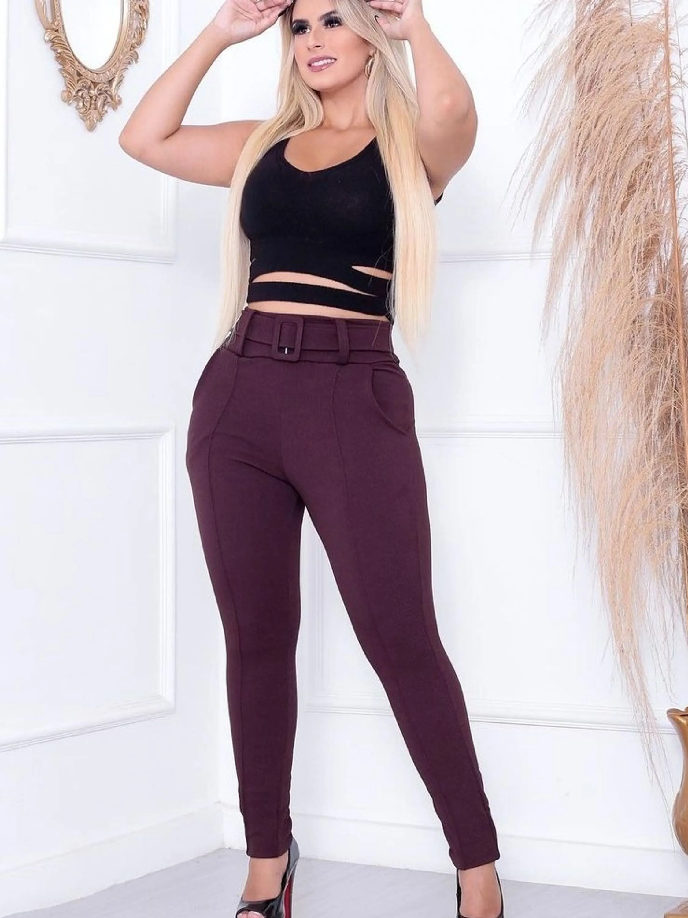 Calça legging social malha jaquar