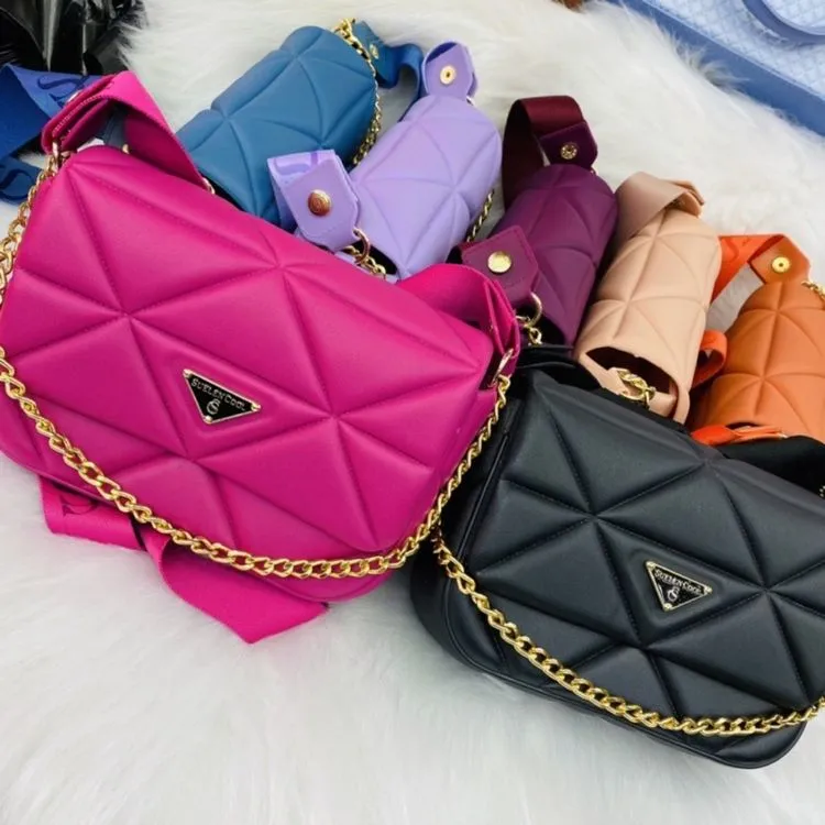 Bolsa Feminina Silicone Alça Removível E Corrente