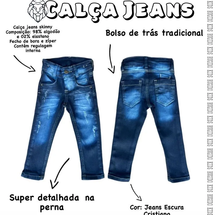 Calça jeans Escuro Cristiano Infantil Menino