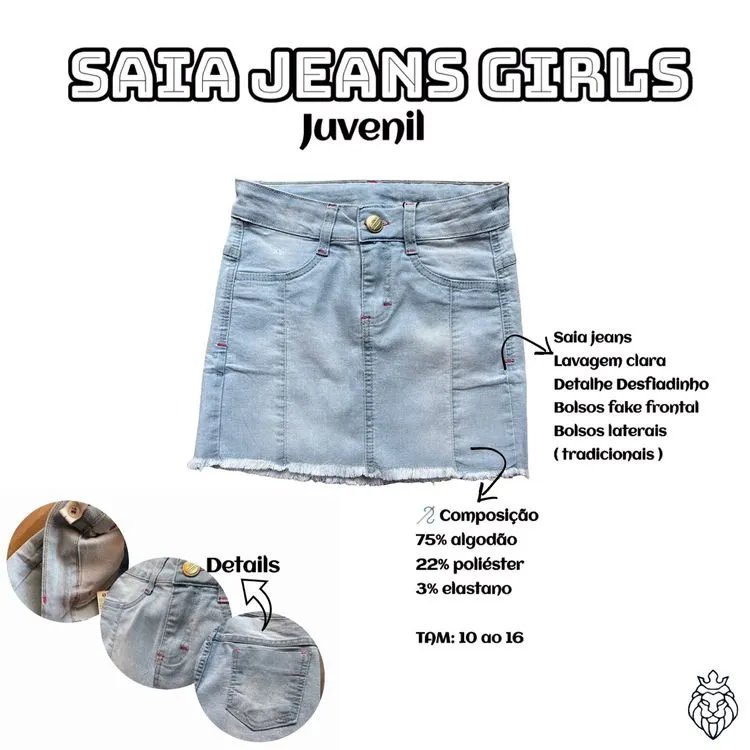 Saia Jeans Juvenil - Rugido