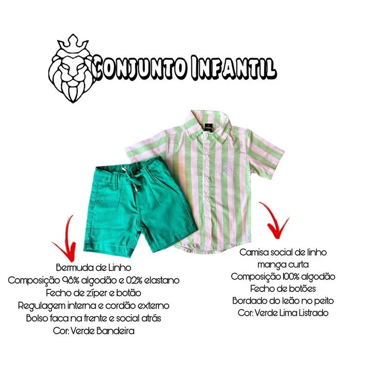 Conjunto de linho infantil menino