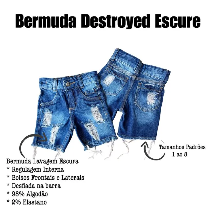 Bermuda Jeans Destroyed Infantil