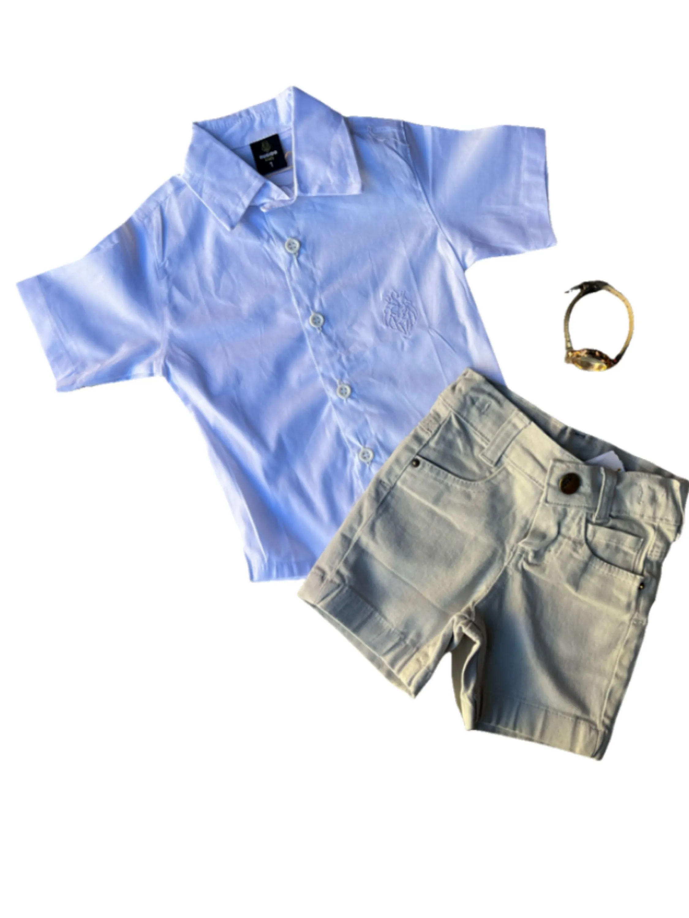 Combo Camisa Confort e Bermuda Color Cinza