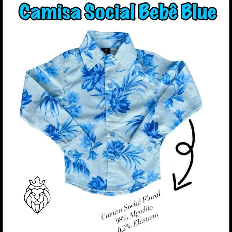 Camisa Social Bebê Blue Infantil Menino