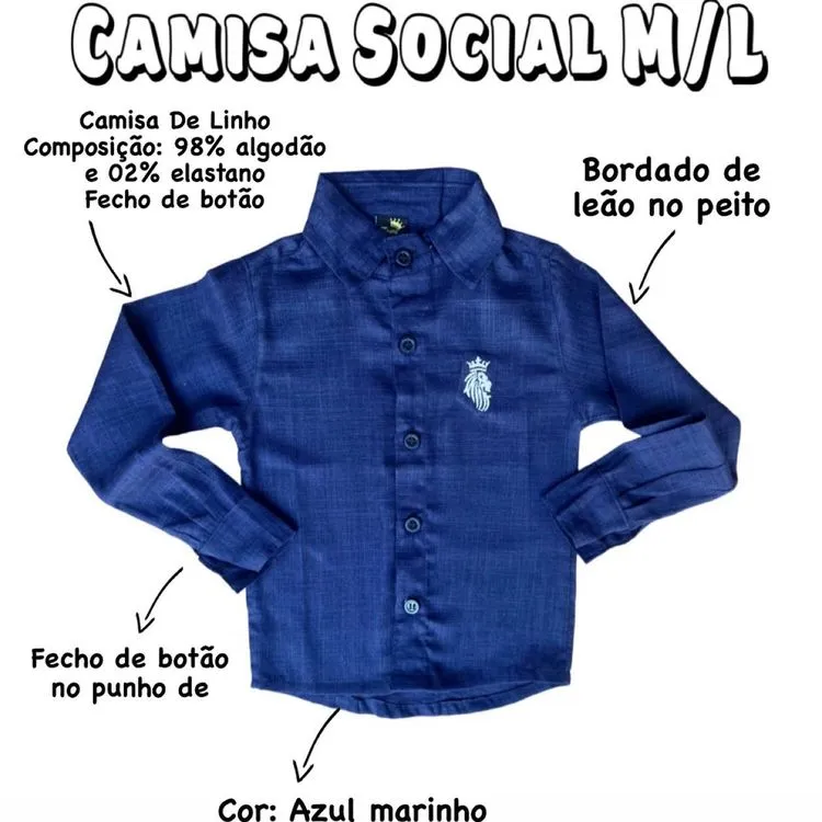 Camisa Social de Linho Infantil Menino