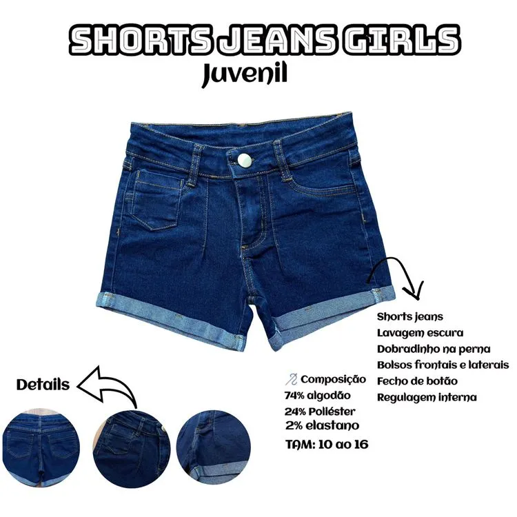 Shorts Jeans Juvenil - Rugido